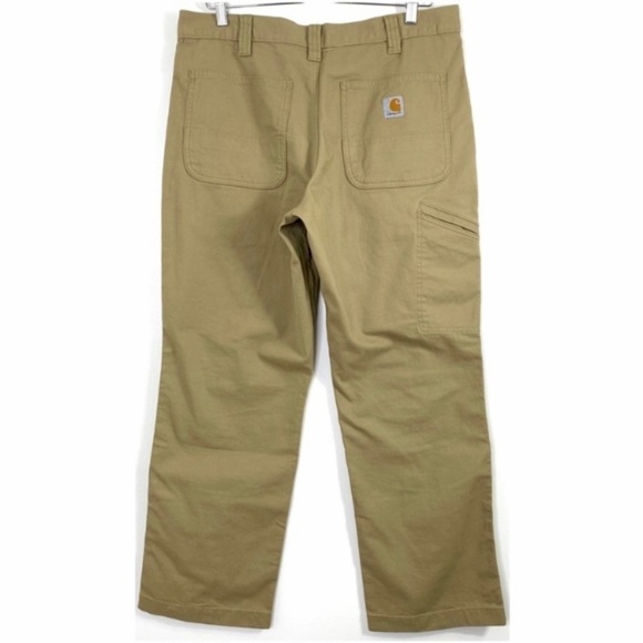 CARHARTT Rugged Flex Rigby Dungaree Pants in Khaki Beige Size 34 - Picture 4 of 10